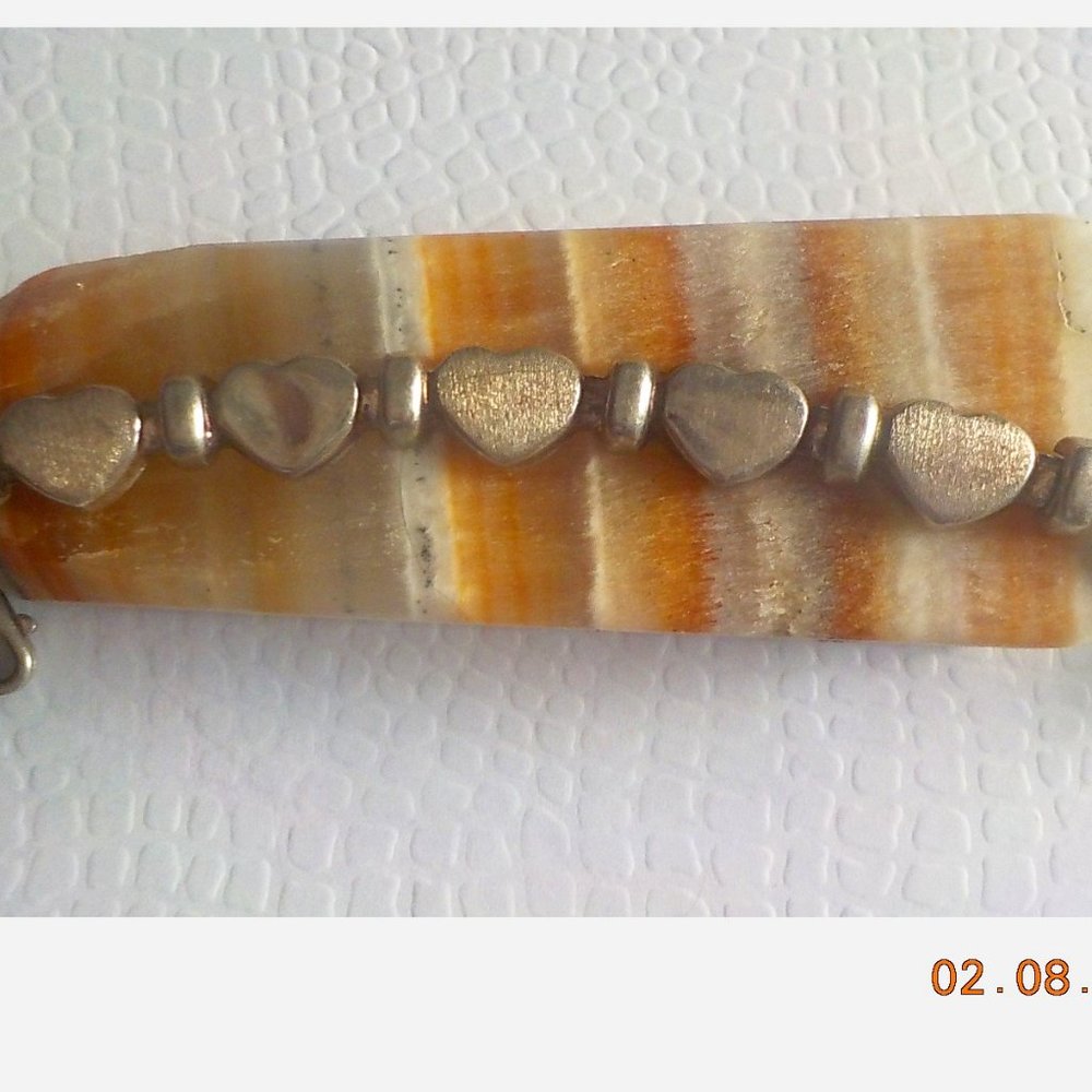 Vintage sterling silver beautiful heart bracelet 8 1/4  8.6g